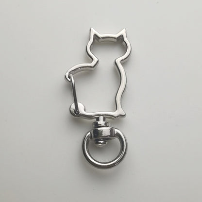 Zinc Alloy Kitten Shaped Colorful Buckle Keychain Clasps 20pcs 37mm 6