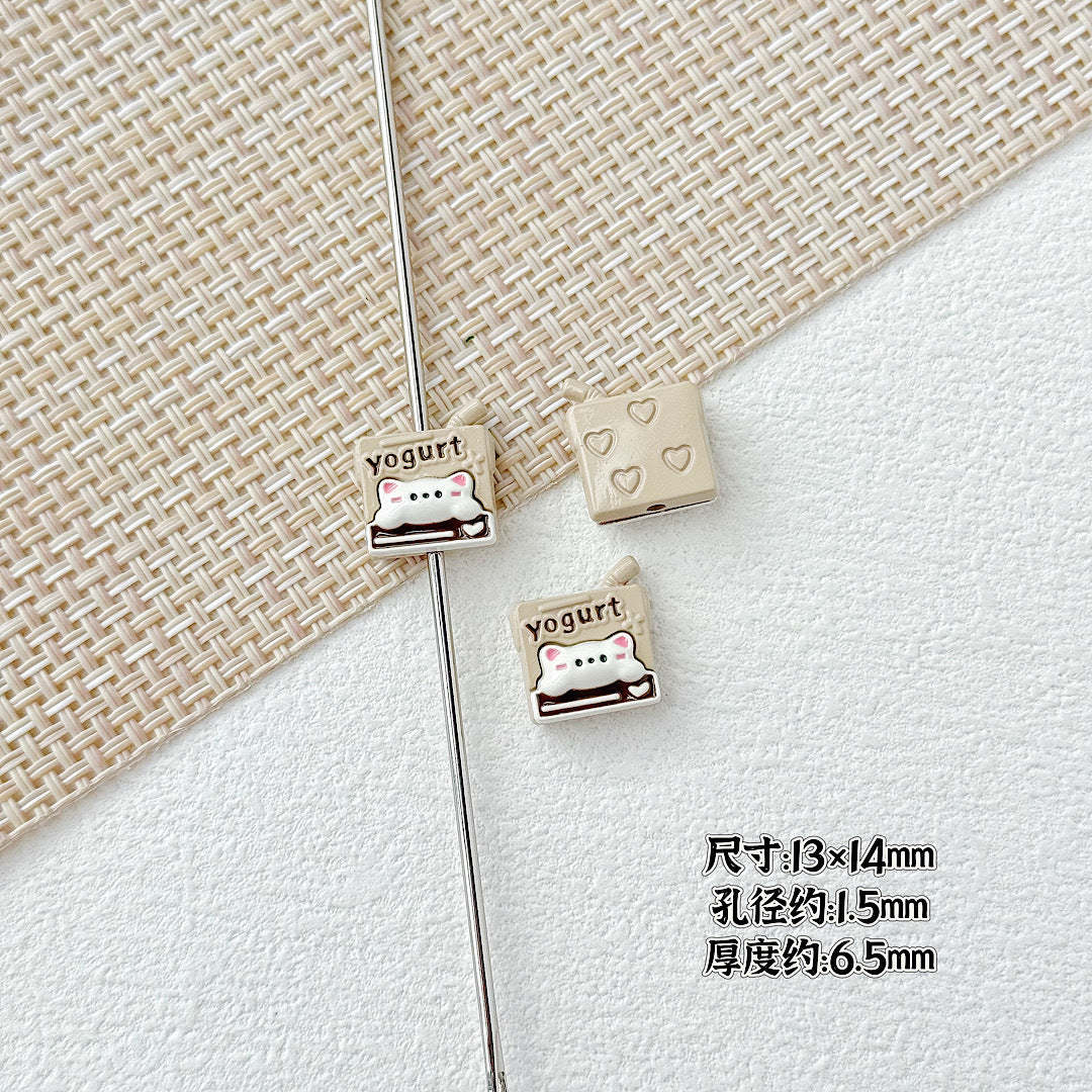 Painted Metal Beads 16mm Enamel Baking Phone & Yogurt Box 10pcs 20