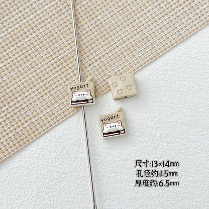 Painted Metal Beads 16mm Enamel Baking Phone & Yogurt Box 10pcs 20