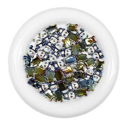 3D Panda Resin Beads 16-18mm Pearly White Metallic Blue Vertical Hole 20pcs 5