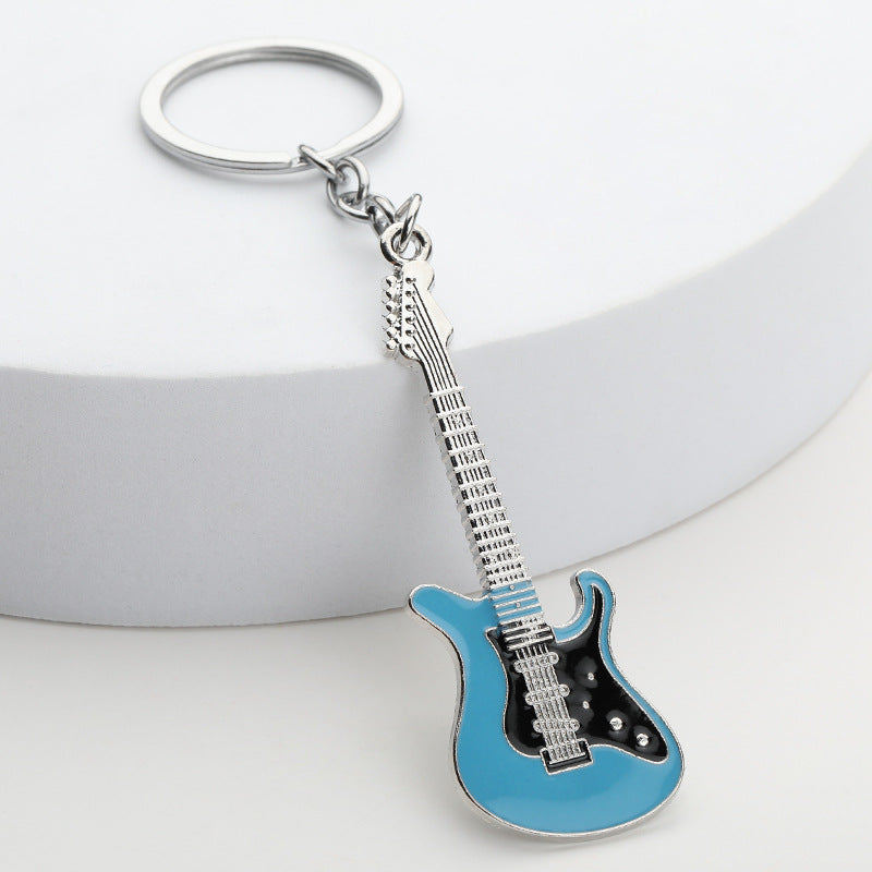 Metal Electric Guitar Keychain Vibrant Colors Zinc Alloy 7