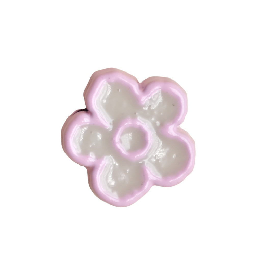 Flower Metal Beads 10mm Baking Painted Two-Color Zinc Alloy 10pcs 5