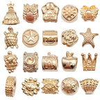 Large Hole Metal Beads Antique KC Gold Alloy Symbols 30pcs
