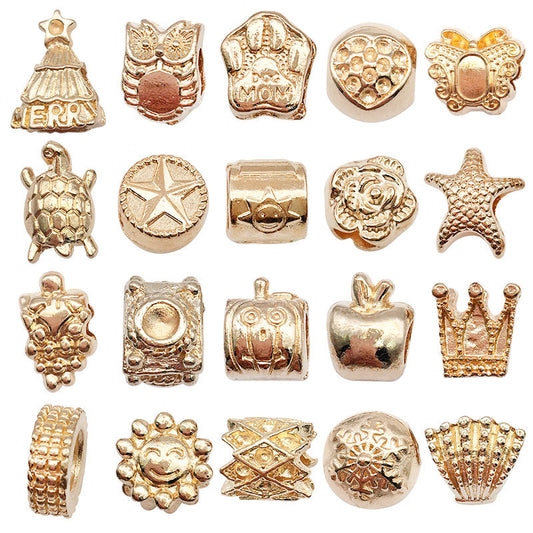 Large Hole Metal Beads Antique KC Gold Alloy Symbols 30pcs
