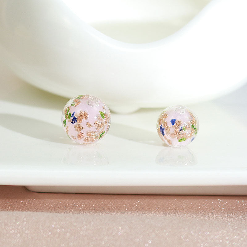 Lampwork Glass Beads Round 8 10 12mm Colorful Gold Foil 100pcs 8