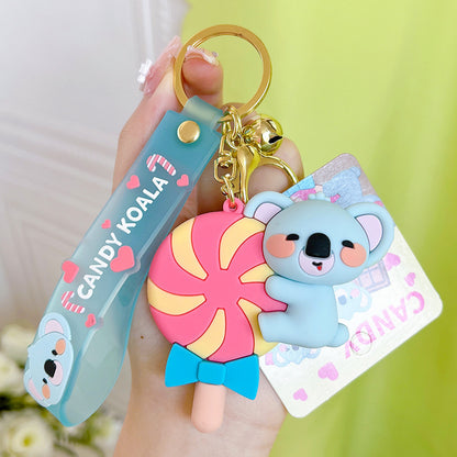 PVC Candy Koala Keychain Pastel Blue Vibrant Candy Shapes 8