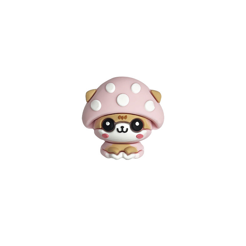 Silicone 3D Focal Beads Mushroom with Smiling Faces 20pcs 7