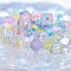 Acrylic Square Acrylic Beads 8mm Pastel Filled Core Glossy 60pcs