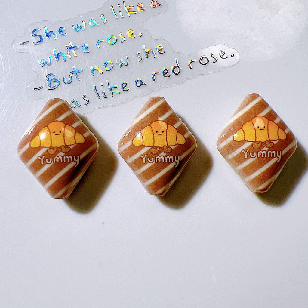 Rhombus Acrylic Beads 18x23mm Cartoon Bakery Pastry Design 10pcs 6