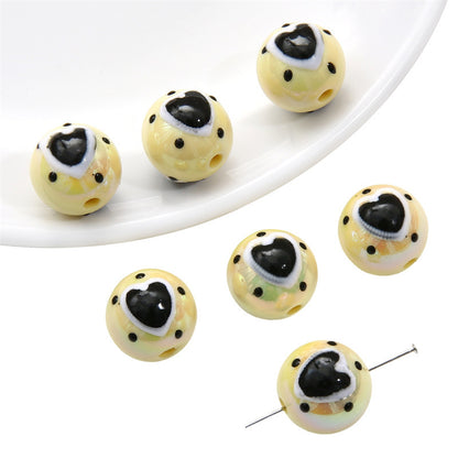 Painted Heart Acrylic Beads 16mm Glossy Bold Colors 4pcs 8
