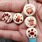 Rubberized Coffee Acrylic Flat Round Beads 18mm Matte Finish 100pcs