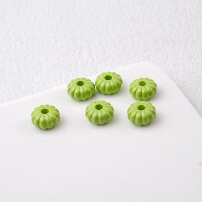 Acrylic Pumpkin Spacer Beads 8mm Striped 50pcs 13