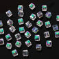 Electroplated Square Glass Beads 6mm Colorful Reflective 96pcs 13