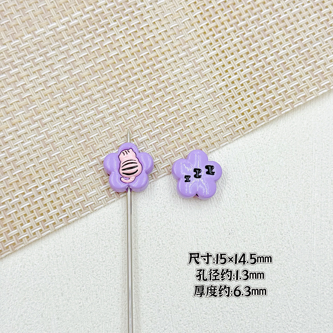 Devil Heart and Kitten Flower Metal Beads 17/15mm Baking Painted 18pcs 19