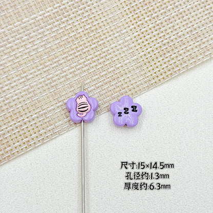 Devil Heart and Kitten Flower Metal Beads 17/15mm Baking Painted 18pcs 19