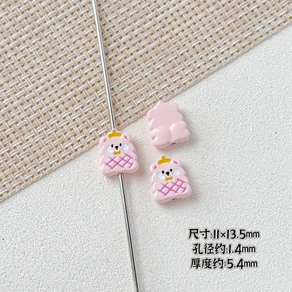 Kitten and Teddy Bear Metal Beads 14mm Hand Painted Alloy 10pcs 17