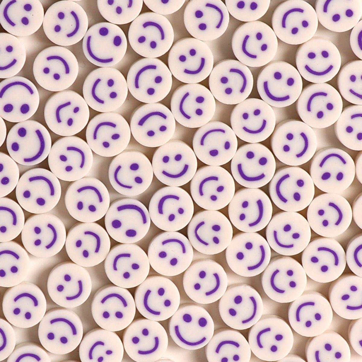 Flat Clay Beads 10mm Colorful Smiley Face Polymer 100pcs 14