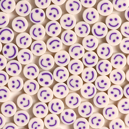 Flat Clay Beads 10mm Colorful Smiley Face Polymer 100pcs 14