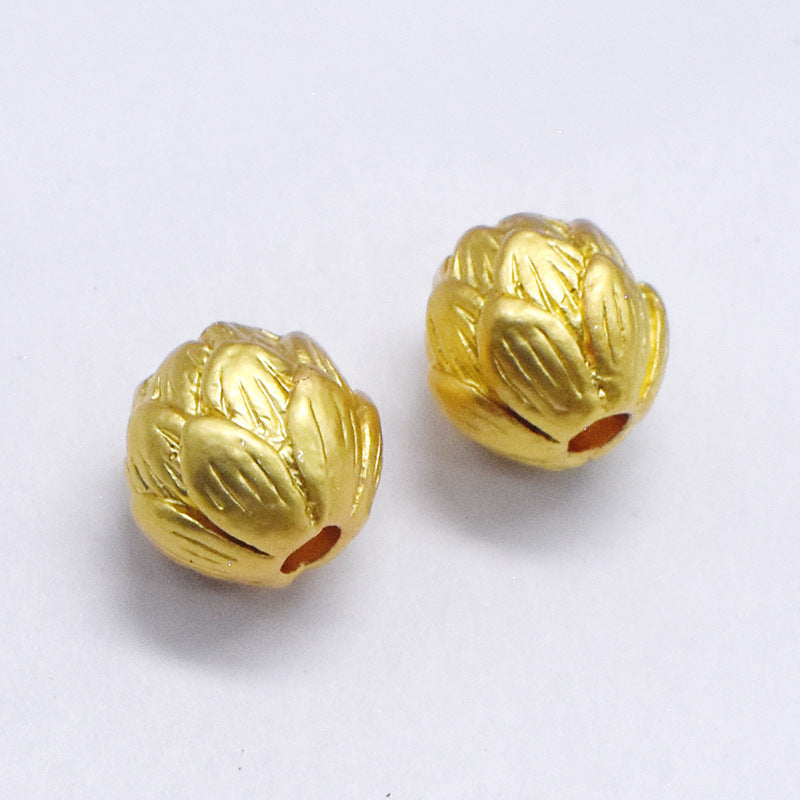Lotus Metal Beads 9mm Cloisonne Gold Accents Turquoise Enamel 10pcs 4