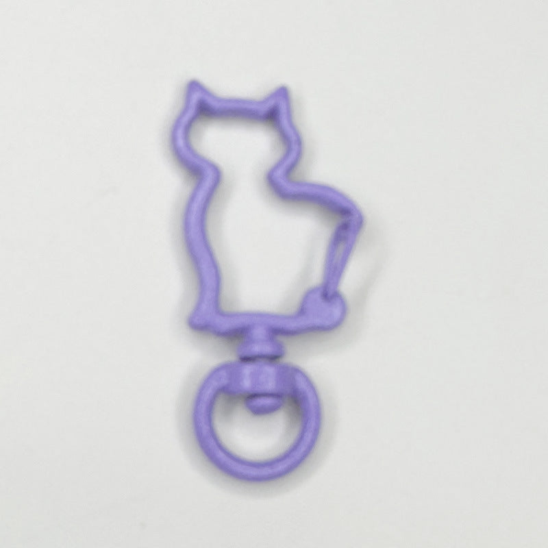 Zinc Alloy Kitten Shaped Colorful Buckle Keychain Clasps 20pcs 37mm 18