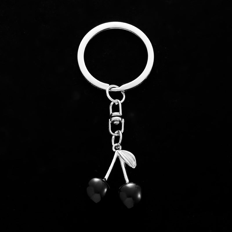 Pearl Cherry Keychain Metal Zinc Alloy Black and Red Options 4