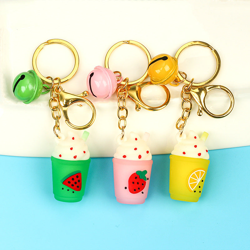 Cartoon Fruit Ice Cream Keychain Metal Gold Hardware Colorful