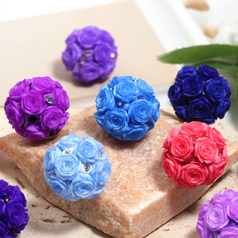 Floral Bubblegum Beads 21mm Fancy Rose Cluster Polymer Clay 10pcs