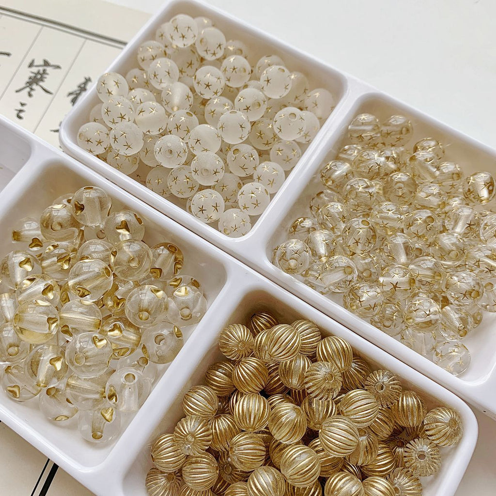 Transparent Love Star Acrylic Beads 8-11mm Gilded Vintage 100pcs 3