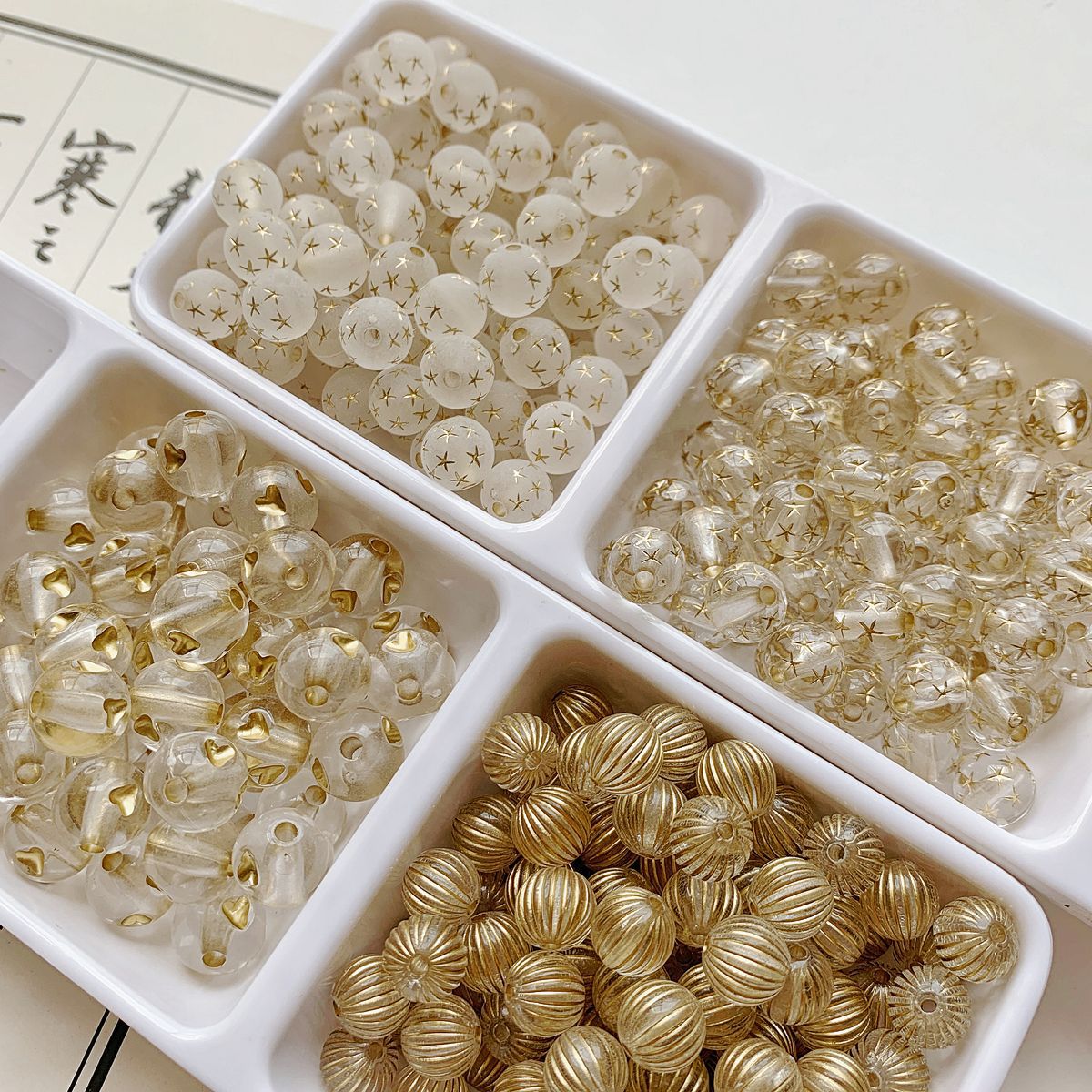 Transparent Love Star Acrylic Beads 8-11mm Gilded Vintage 100pcs 3