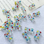 Painted Dotted Bone Glass Beads 17mm Hand Painted Colorful 1pc 9