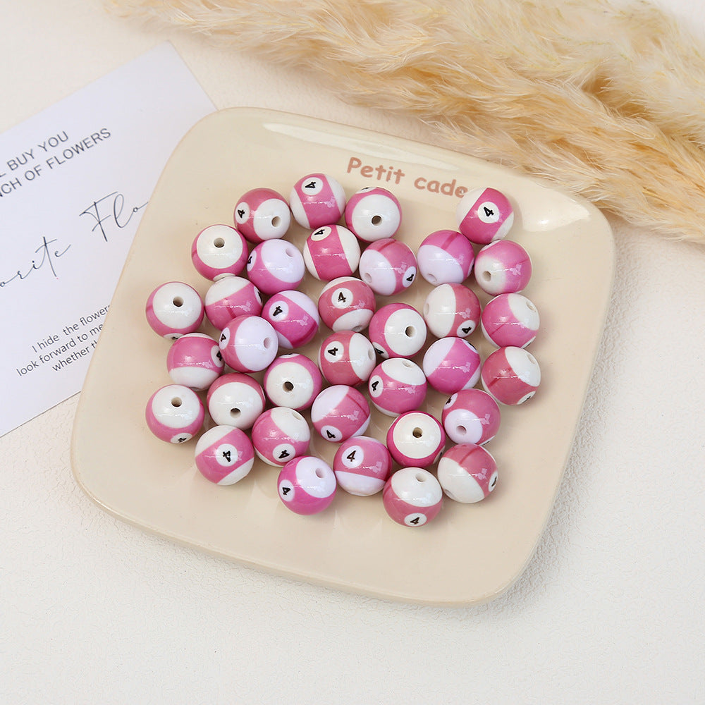 Painted Billiards Acrylic Beads 16mm Creative Colorful 100pcs 10