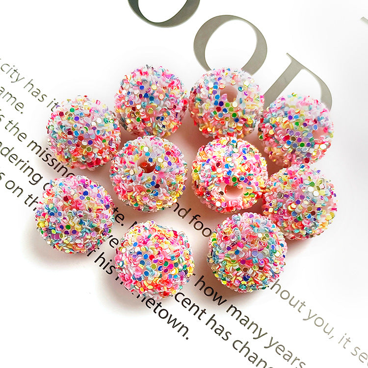 Glitter Bubblegum Beads 16mm Colorful Iridescent Sparkle 1pc 9