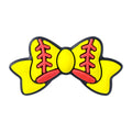 Silicone Focal Beads Baseball Bow Yellow with Baseball Stitching 20pcs 4