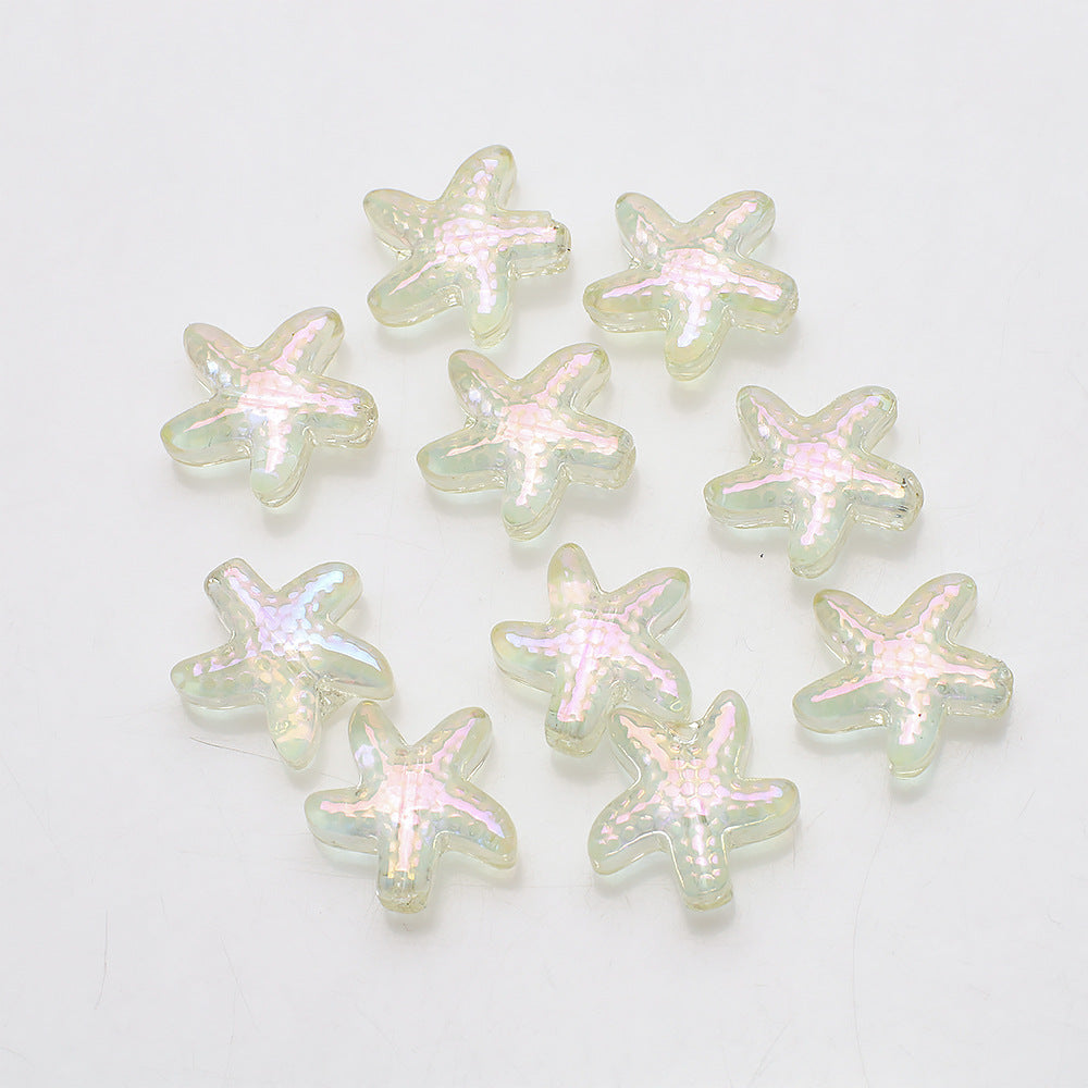 Electroplated Starfish Glass Beads 13-14mm Transparent 30pcs 16