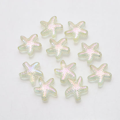 Electroplated Starfish Glass Beads 13-14mm Transparent 30pcs 16