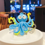 PVC Octopus Keychain Marine Animal Neon Tentacles Design