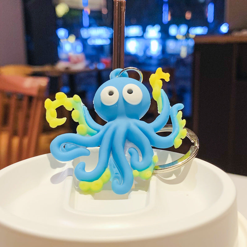PVC Octopus Keychain Marine Animal Neon Tentacles Design