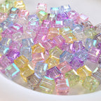Clear Cubic Acrylic Beads 8mm Faceted Pastel Square 30pcs 2