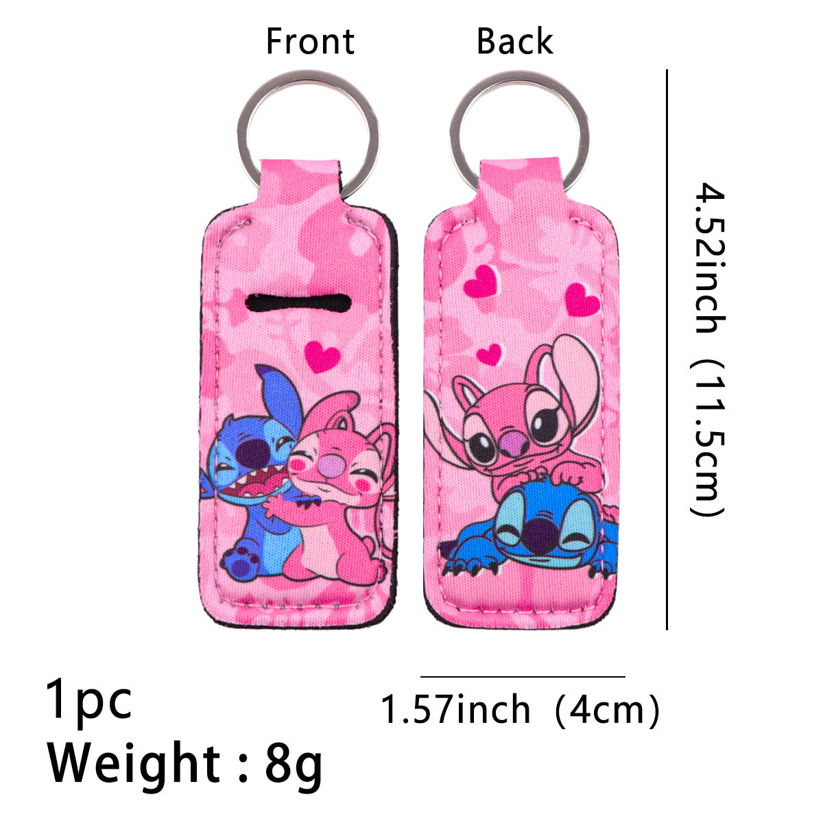Cartoon Character Chapstick Holder Keychain Neoprene Colorful 8pcs 15