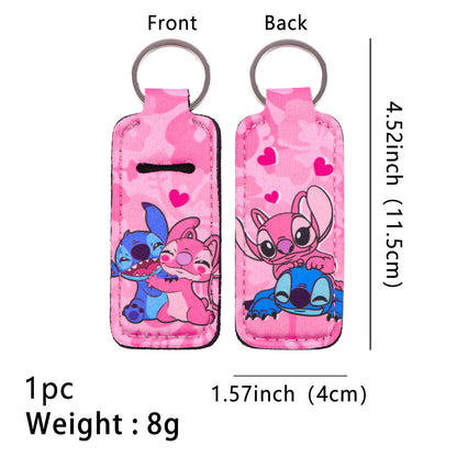 Cartoon Character Chapstick Holder Keychain Neoprene Colorful 8pcs 15