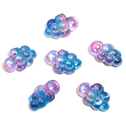 Plating 3D Cloud Acrylic Beads 16x24mm Transparent Iridescent 50pcs 7
