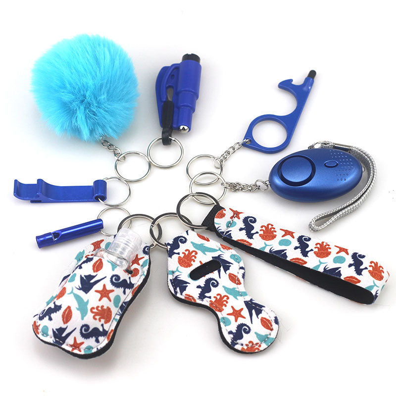 Self Defense Alarm Pompom Keychain Outdoor Safety 10 Pack 17