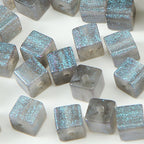 Opal Glitter Square Resin Beads 8mm Pearlescent Shimmer 10pcs 3