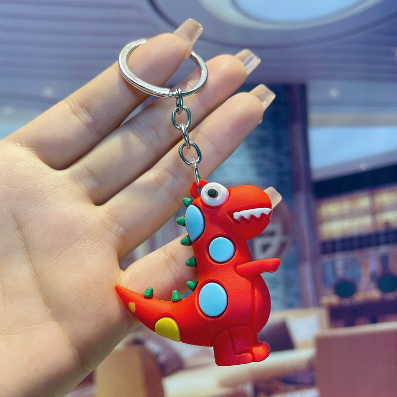 Cute Cartoon Dinosaur Keychain PVC Polka Dot Small Charm 6