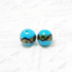 Lampwork Glass Beads Round 12mm Vintage Wavy Line Gold Foil 10pcs 5