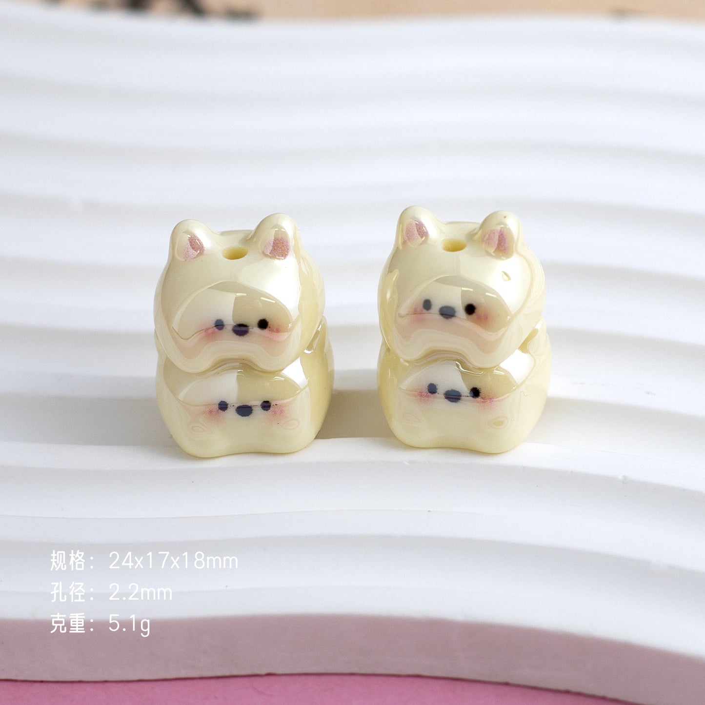 Plating Puppy Stack Resin Beads 24mm Glossy Pastel Colors 10pcs 8