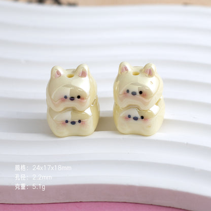 Plating Puppy Stack Resin Beads 24mm Glossy Pastel Colors 10pcs 8