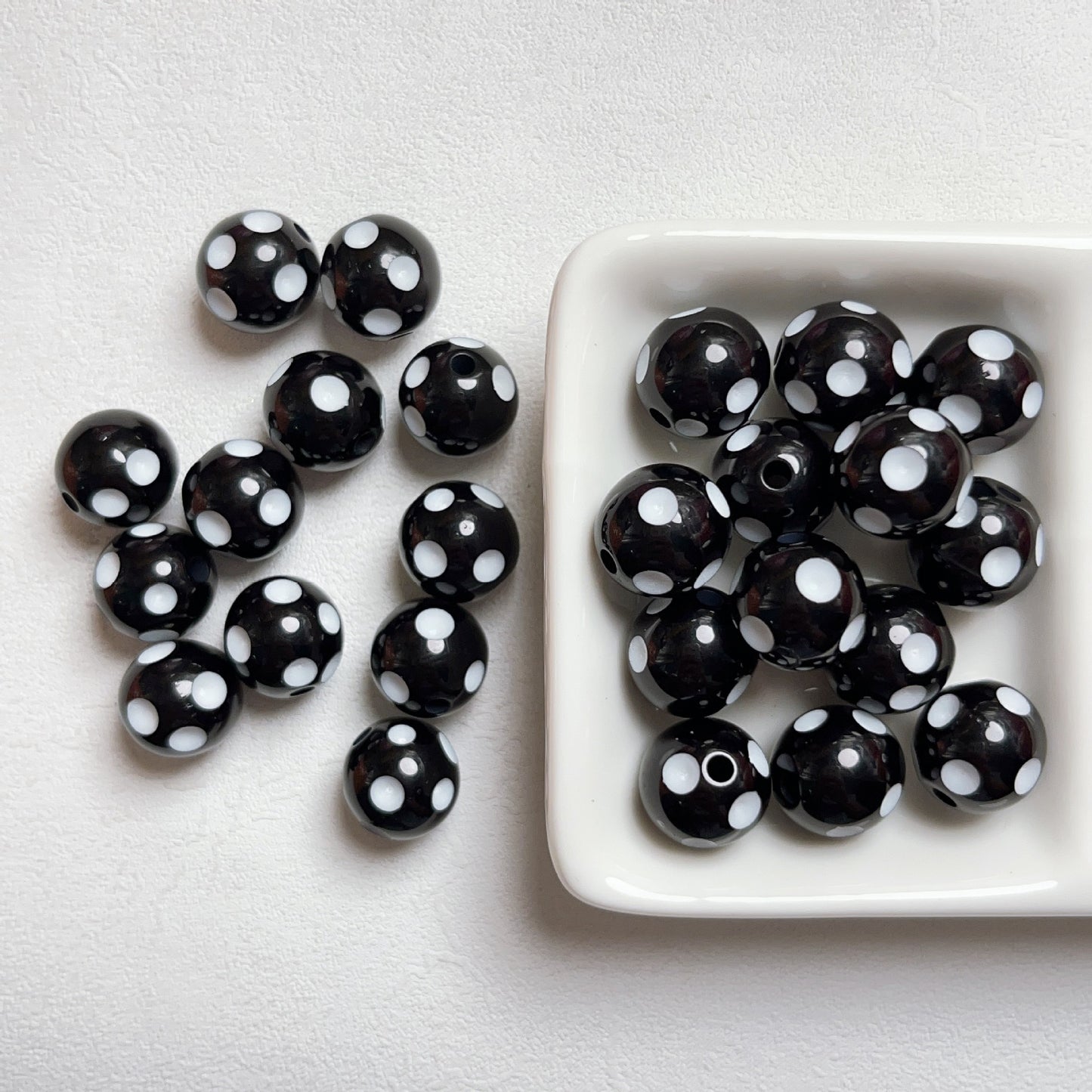 Bright Polka Dot Resin Beads 12mm Glossy Multicolor 20pcs 14