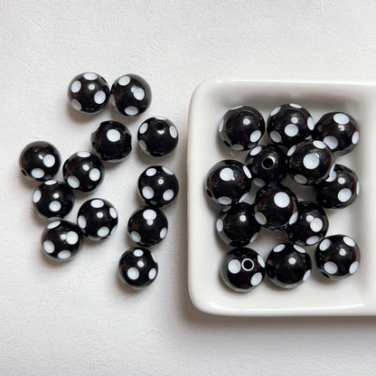 Bright Polka Dot Resin Beads 12mm Glossy Multicolor 20pcs 14
