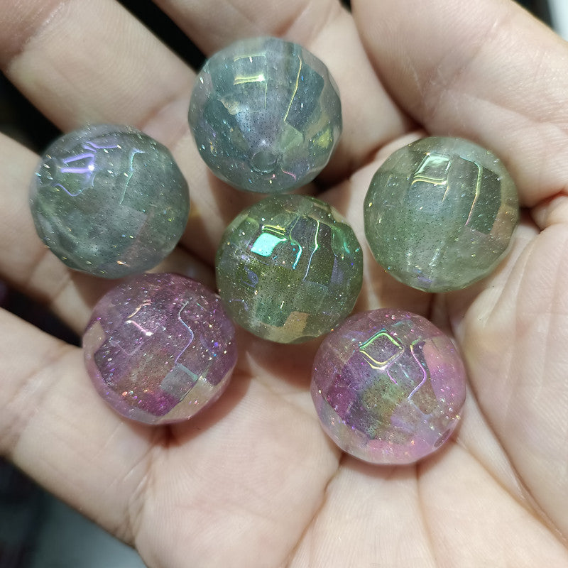 Plated Bubblegum Beads 20mm UV Faceted Glitter Disco 50pcs